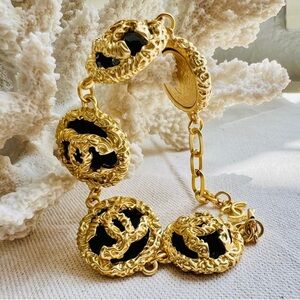 New Auth. Chanel NIB Black and Gold adjustable Bracelet